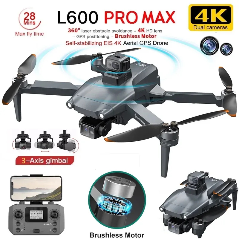Drone Rc Plegable - L600 PRO MAX GPS Drone Professional
