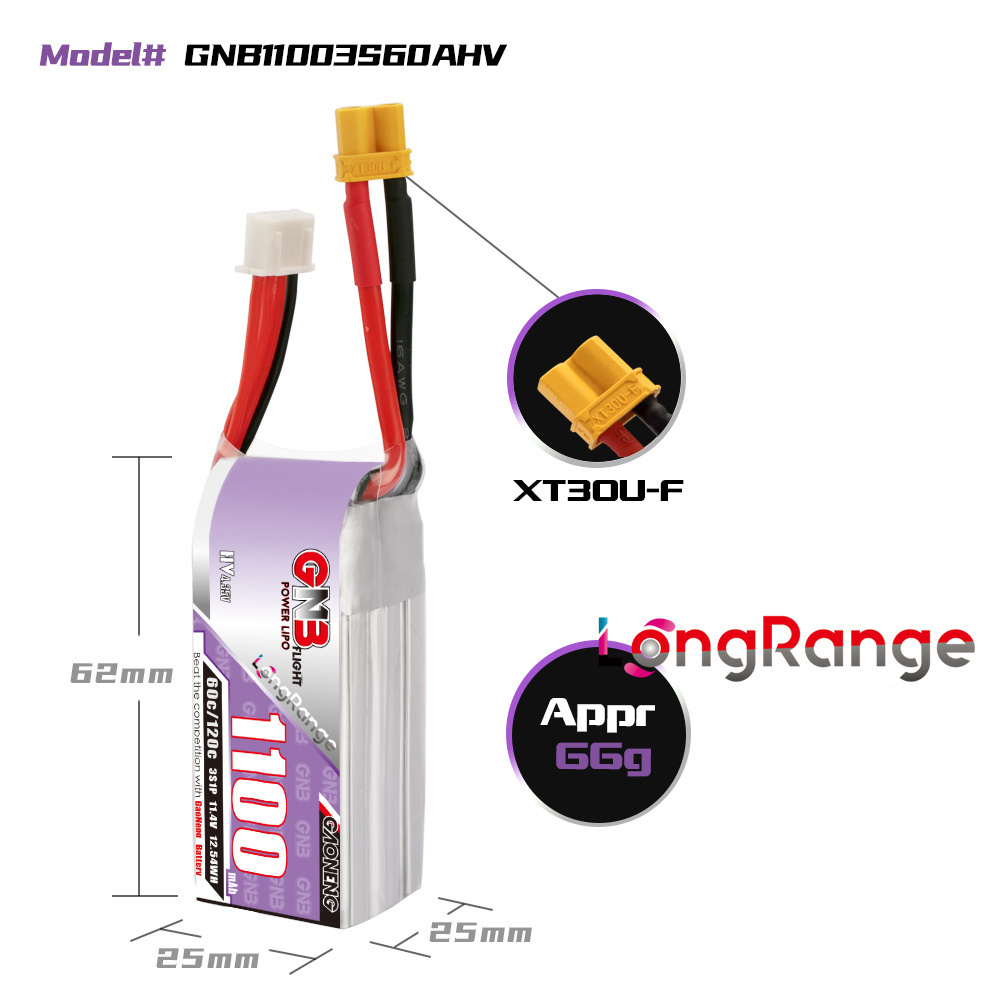 GNB 1100mAh 2S 3S 4S 6S 60C/12 - Drone Carrera Rc ulasan dan harga